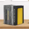 Acrimet Metal Bookends, Jumbo Size 9″ H x 4″ W x 4-1/2″ D, Non-Skid Book Stand for Shelves, Heavy Duty Book Stopper, Yellow, 1 Pair