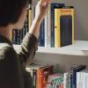 Acrimet Metal Bookends, Non-Skid Book Stand for Shelves, Heavy Duty Book Stopper, 6-7/8″ H x 4″ W x 4-1/2“ D, Silver, 1 Pair(Black)