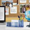 Acrimet Millennium Desktop Organizer Holder for Pen, Pencil, Clip, Paper and Desk Accessories (Plastic) (Paper Included) (Clear Crystal Color)(Clear Blue)