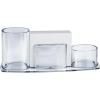 Acrimet Millennium Desktop Organizer Holder for Pen, Pencil, Clip, Paper and Desk Accessories (Plastic) (Paper Included) (Clear Crystal Color)(Crystal)