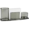 Acrimet Millennium Desktop Organizer Holder for Pen, Pencil, Clip, Paper and Desk Accessories (Plastic) (Paper Included) (Clear Crystal Color)(Smoke)