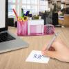 Acrimet Millennium Desktop Organizer Holder for Pen, Pencil, Clip, Paper and Desk Accessories (Plastic) (Paper Included) (Clear Pink Color)