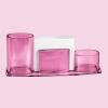 Acrimet Millennium Desktop Organizer Holder for Pen, Pencil, Clip, Paper and Desk Accessories (Plastic) (Paper Included) (Clear Pink Color)