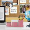 Acrimet Millennium Desktop Organizer Holder for Pen, Pencil, Clip, Paper and Desk Accessories (Plastic) (Paper Included) (Solid Pink Color)