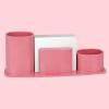 Acrimet Millennium Desktop Organizer Holder for Pen, Pencil, Clip, Paper and Desk Accessories (Plastic) (Paper Included) (Solid Pink Color)