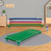 Acrimet Nap Cot for Kids, Portable Toddler Child Bed, Stackable, 52″ L (Stainless Steel Tubes) (Green Breathable Mesh Fabric – Green Feet) (1 Pack)