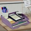 Acrimet Stackable Letter Tray 2 Tier Side Load, Plastic, Desktop File Organizer (Solid Purple Color)