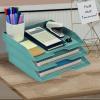 Acrimet Stackable Letter Tray 3 Tier Side Load, Plastic, Desktop File Organizer (Solid Green Color)