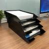 Acrimet Stackable Letter Tray, 4 Tier Front Load Desktop File Organizer, A4 Letter Size, Plastic, Black