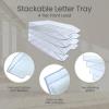 Acrimet Stackable Letter Tray, 4 Tier Front Load Desktop File Organizer, A4 Letter Size, Plastic, Clear Crystal