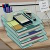 Acrimet Stackable Letter Tray 4 Tier Side Load, Plastic, Desktop File Organizer (Clear Green Color)