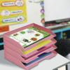 Acrimet Stackable Letter Tray 4 Tier Side Load, Plastic, Desktop File Organizer (Solid Pink Color)