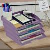 Acrimet Stackable Letter Tray 4 Tier Side Load, Plastic, Desktop File Organizer (Solid Purple Color)