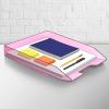 Acrimet Stackable Letter Tray Front Load, Letter Size, Plastic, Clear Pink Color, 1 Unit