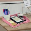 Acrimet Stackable Letter Tray Single Side Load, Plastic, Desktop File Organizer (Solid Pink Color) (1 Unit)