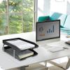 Acrimet Traditional 2 Tier Letter Tray, Front Load Design, A4 Letter Size, Desktop Organizer (Plastic) (Black Color)