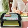 Acrimet Traditional 2 Tier Letter Tray, Front Load Design, A4 Letter Size, Desktop Organizer (Plastic) (Black Color)