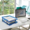 Acrimet Traditional 2 Tier Letter Tray, Front Load Design, A4 Letter Size, Desktop Organizer (Plastic) (Clear Blue Color)