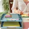 Acrimet Traditional 2 Tier Letter Tray, Front Load Design, A4 Letter Size, Desktop Organizer (Plastic) (Solid Green Color)