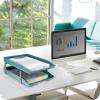 Acrimet Traditional 2 Tier Letter Tray, Front Load Design, A4 Letter Size, Desktop Organizer (Plastic) (Solid Green Color)