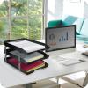 Acrimet Traditional 3 Tier Letter Tray, Front Load Design, A4 Letter Size, Desktop Organizer (Plastic) (Black Color)