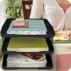 Acrimet Traditional 3 Tier Letter Tray, Front Load Design, A4 Letter Size, Desktop Organizer (Plastic) (Black Color)