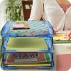 Acrimet Traditional 3 Tier Letter Tray, Front Load Design, A4 Letter Size, Desktop Organizer (Plastic) (Clear Blue Color)