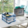 Acrimet Traditional 3 Tier Letter Tray, Front Load Design, A4 Letter Size, Desktop Organizer (Plastic) (Clear Blue Color)