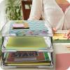 Acrimet Traditional 3 Tier Letter Tray, Front Load Design, A4 Letter Size, Desktop Organizer (Plastic) (Clear Crystal Color)