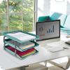 Acrimet Traditional 3 Tier Letter Tray, Front Load Design, A4 Letter Size, Desktop Organizer (Plastic) (Solid Green Color)