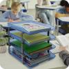 Acrimet Traditional 4 Tier Letter Tray, Front Load Design, A4 Letter Size, Desktop Organizer (Plastic) (Clear Blue Color)