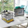 Acrimet Traditional 4 Tier Letter Tray, Front Load Design, A4 Letter Size, Desktop Organizer (Plastic) (Clear Crystal Color)