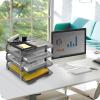 Acrimet Traditional 4 Tier Letter Tray, Front Load Design, A4 Letter Size, Desktop Organizer (Plastic) (Smoke Color)
