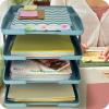 Acrimet Traditional 4 Tier Letter Tray, Front Load Design, A4 Letter Size, Desktop Organizer (Plastic) (Solid Green Color)