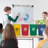 Acrimet Wastebasket Bin for Recycling, 3.25 Gallon/13 Quart/12 Liter (Made of Plastic) (Metal/Yellow, Paper/Blue, Glass/Green, Plastic/Red) (Set of 4)