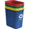 Acrimet Wastebasket Bin for Recycling, 6.75 Gallon/ 27 Quart/ 25.552 Liter (Made of Plastic) (Metal/Yellow, Paper/Blue, Glass/Green, Plastic/Red) (Set of 4)