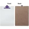 Acrimet White Clipboard Letter Size A4 (13” x 9 1/16”) Premium Metal Clip (Hardboard) (Purple Clip) (6 Pack)