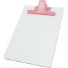 Acrimet White Clipboard Memo Size A5 (9 1/16” x 6 5/16”) Premium Metal Clip (Hardboard) (Pink Color Clip) (6 Pack)