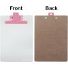 Acrimet White Clipboard Memo Size A5 (9 1/16” x 6 5/16”) Premium Metal Clip (Hardboard) (Pink Color Clip) (6 Pack)