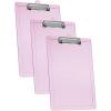 Acrimet 3 Pack Clipboard Letter Size A4 (13 3/8” x 9 7/16”) Low Profile Clip & Side Rulers, Durable Plastic for Office, School, Home Use – Clear Pink Color
