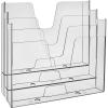 Acrimet 3 Tier Horizontal Hanging File and Folder Organizer – Desktop Storage for Paper Letter / A4 Size – Stackable Design for Office, Home, School – Plastic Clear Crystal