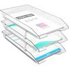 Acrimet 3 Tier Legal Letter Tray, Facility Front Load (Legal Size) (Plastic) (Clear Crystal Color) Made in USA