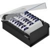 Acrimet 3 x 5 Card File Holder Organizer Box Metal Base Heavy Duty (AZ Index Cards and Divider Included) (Black Color with Clear Crystal Plastic Lid Cover)