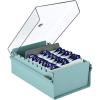 Acrimet 3 x 5 Card File Holder Organizer Box Metal Base Heavy Duty (AZ Index Cards and Divider Included) (Green Color with Clear Crystal Plastic Lid Cover)