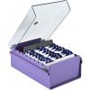 Acrimet 3 x 5 Card File Holder Organizer Box Metal Base Heavy Duty (AZ Index Cards and Divider Included) (Purple Color with Clear Crystal Plastic Lid Cover)