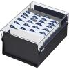 Acrimet 4 x 6 Card File Holder Organizer Box Metal Base Heavy Duty (AZ Index Cards and Divider Included) (Black Color with Clear Crystal Plastic Lid Cover)