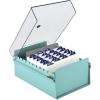 Acrimet 4 x 6 Card File Holder Organizer Box Metal Base Heavy Duty (AZ Index Cards and Divider Included) (Green Color with Clear Crystal Plastic Lid Cover)