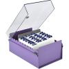 Acrimet 4 x 6 Card File Holder Organizer Box Metal Base Heavy Duty (AZ Index Cards and Divider Included) (Purple Color with Clear Crystal Plastic Lid Cover)