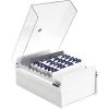 Acrimet 4 x 6 Card File Holder Organizer Box Metal Base Heavy Duty (AZ Index Cards and Divider Included) (White Color with Clear Crystal Plastic Lid Cover)