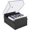 Acrimet 5 X 8 Card File Holder Organizer Box Metal Base Heavy Duty (AZ Index Cards and Divider Included) (Black Color with Clear Crystal Plastic Lid Cover)